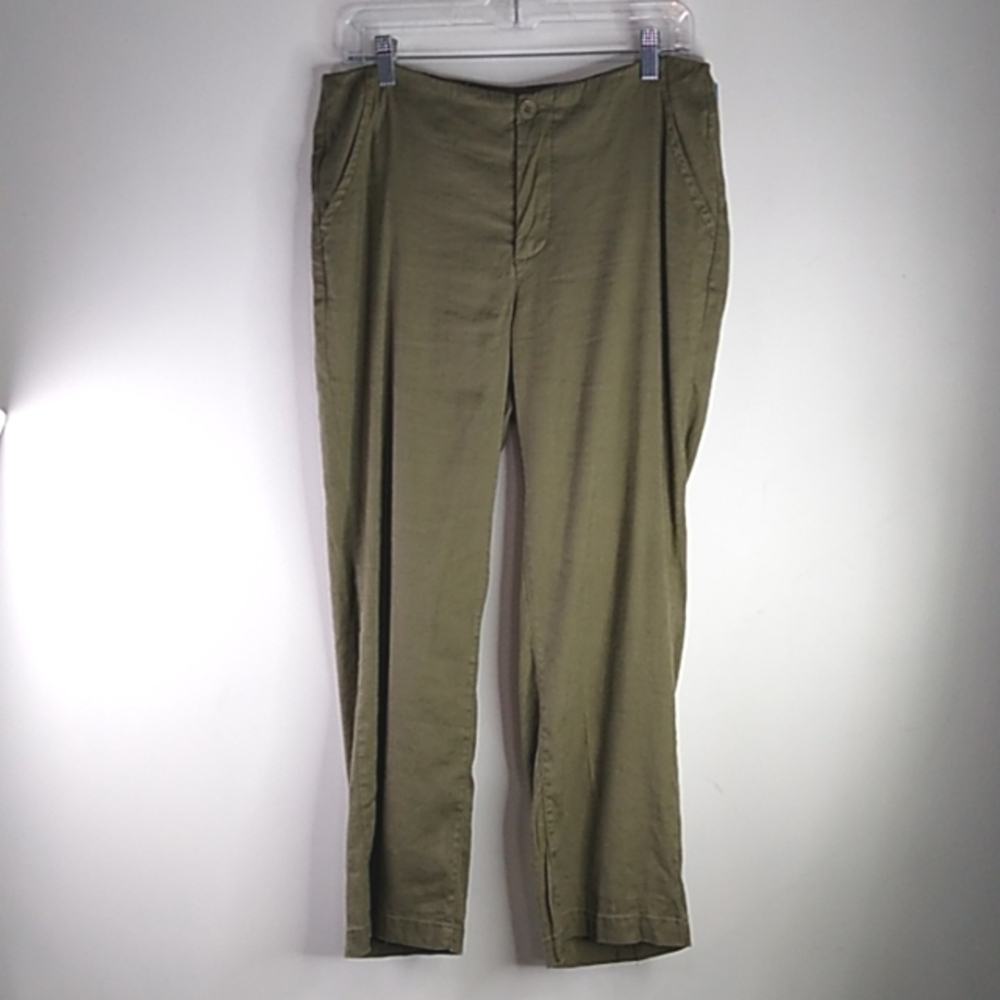 NYDJ - Green Linen Blend Cropped Pant - Size 6